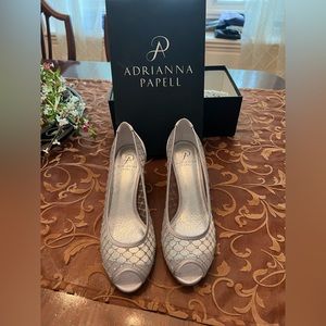 Adriana Papell Jamie Silver Saba Mesh Heels